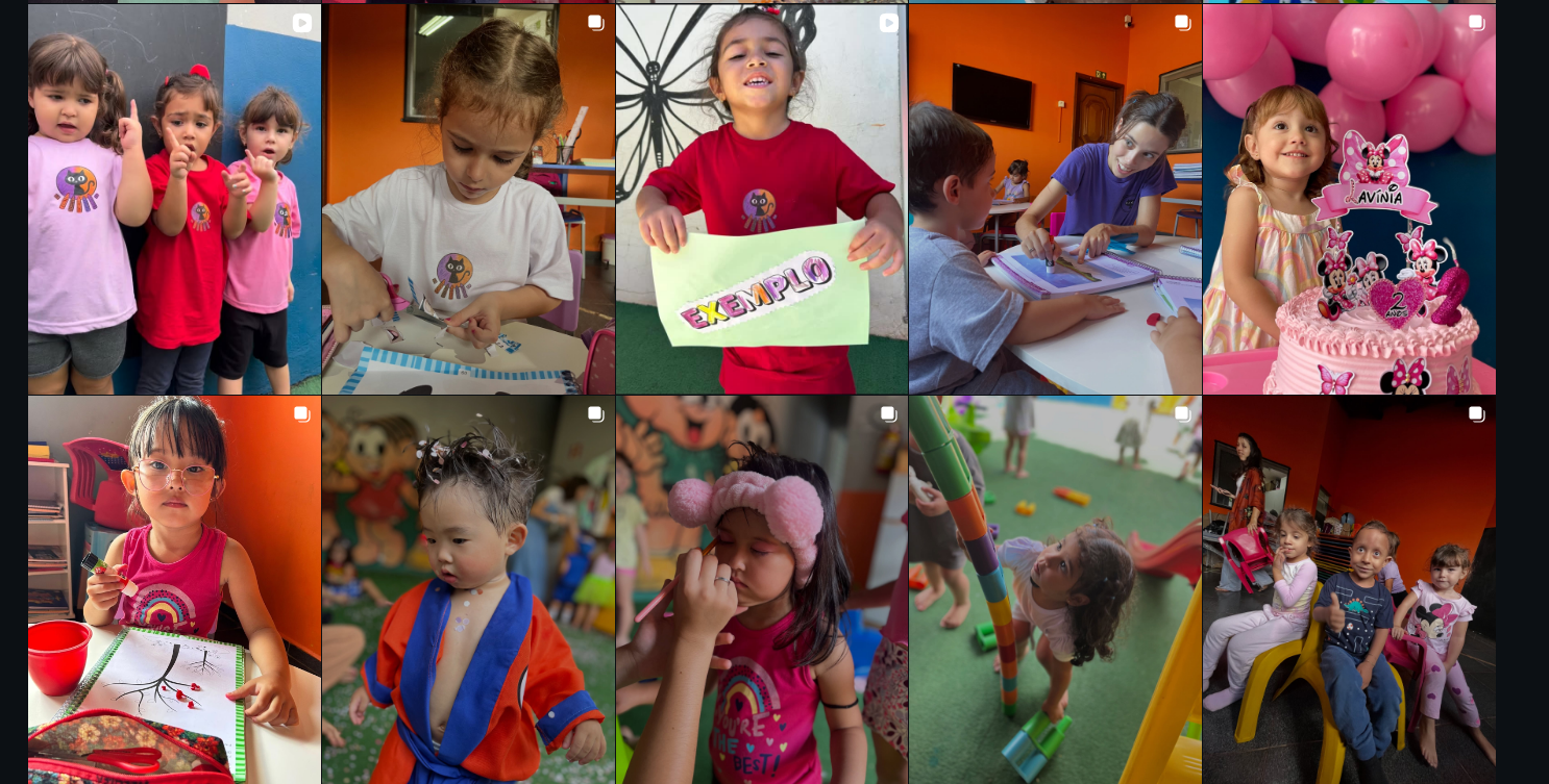 Crianças em atividades de arte, brincadeira e interação na escola infantil
